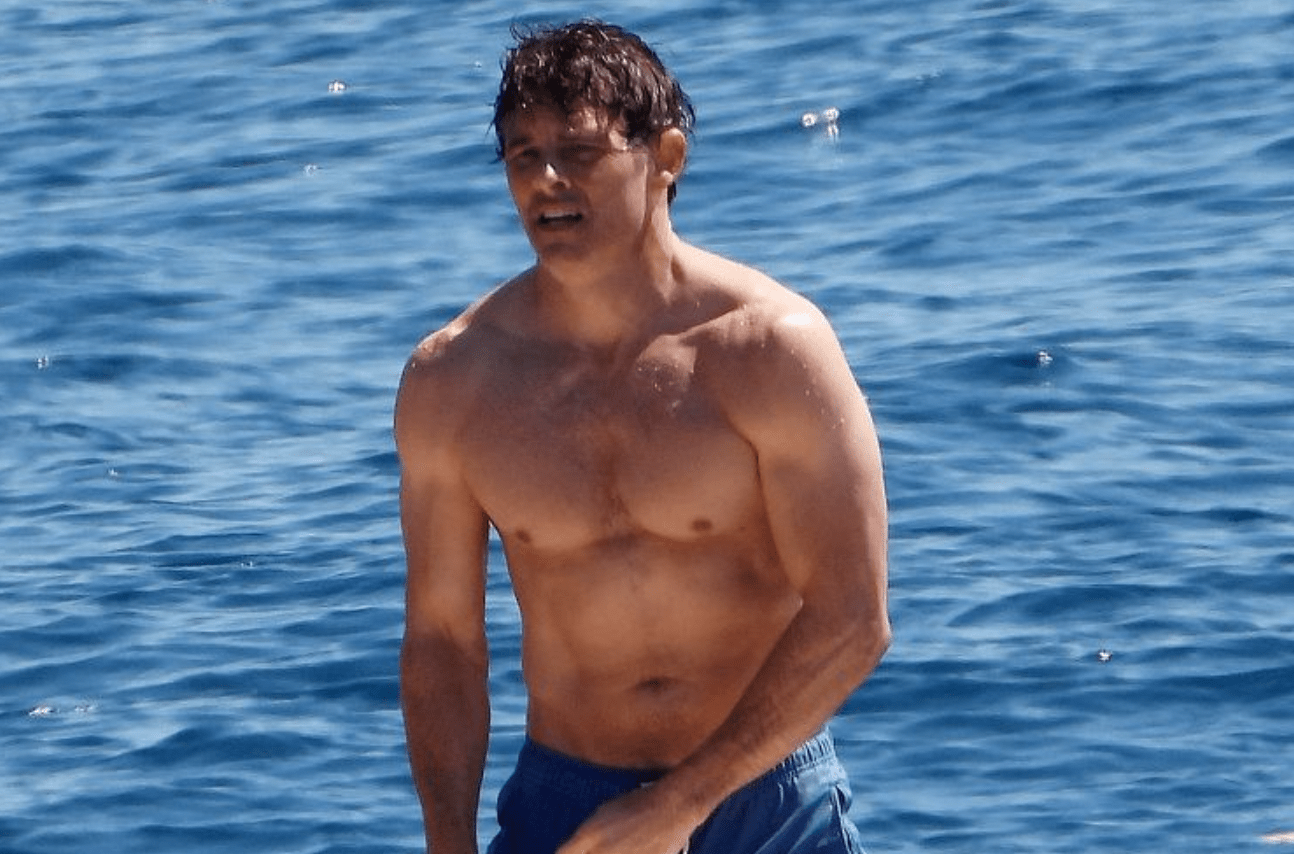 James Marsden removes his shirt while traveling in France