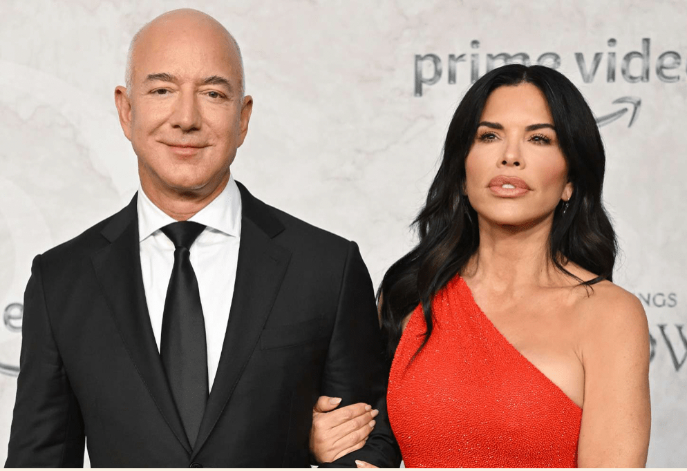 Lauren Sanchez posts a picture of her fiancé Jeff Bezos emerging from the water while unclothed.