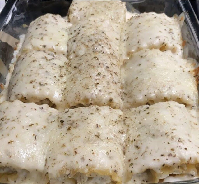 Rolls of Chicken Alfredo Lasagna